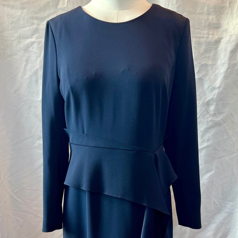 The Fold London Langbourne Dress, Crepe in Navy Blue, US 6